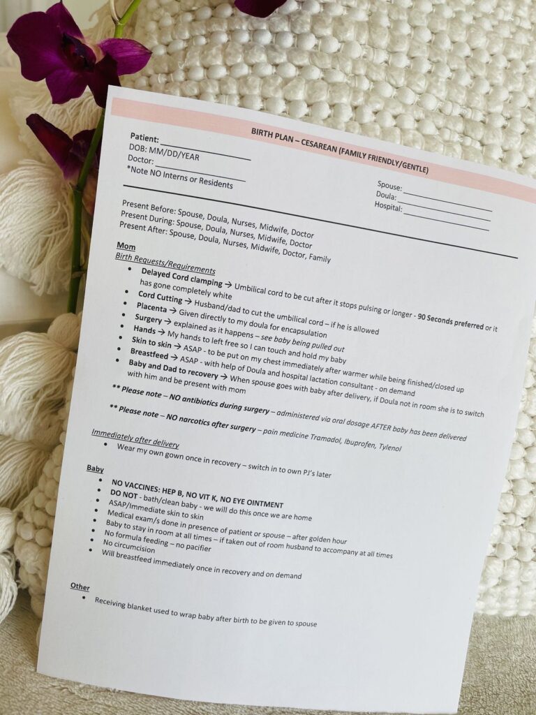 how to develop a birth plan