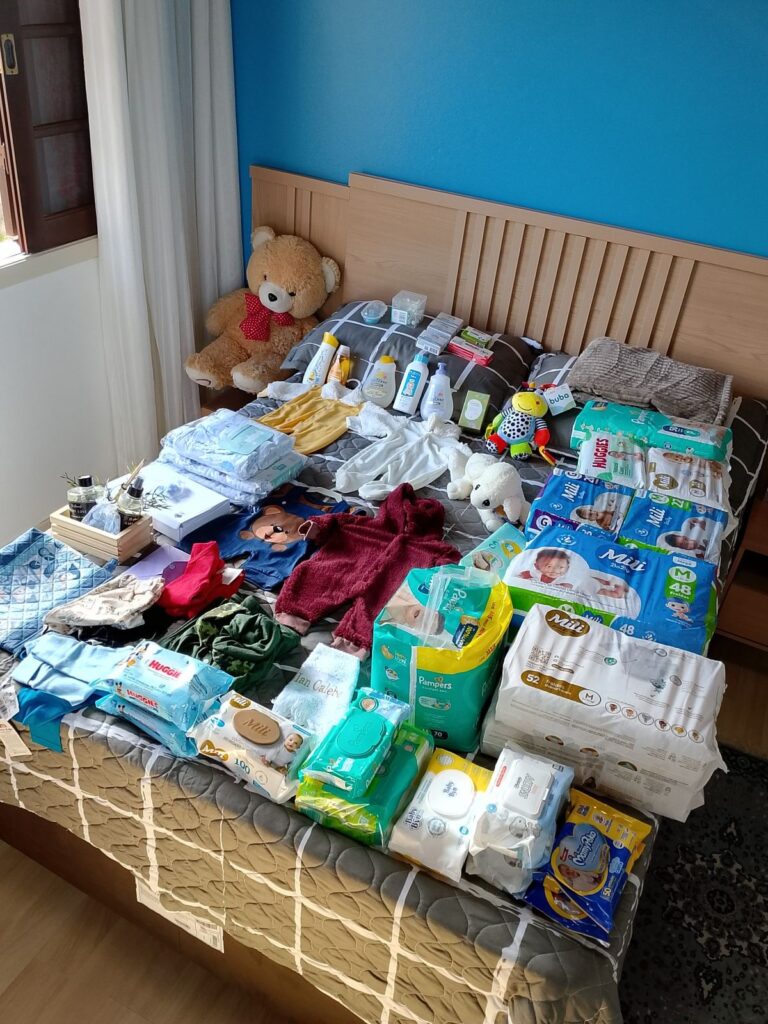 Saving money by borrowing temporary baby equipment from family and friends.