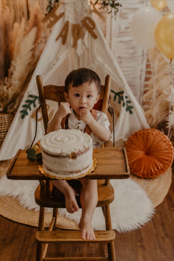  baby cake smash setup